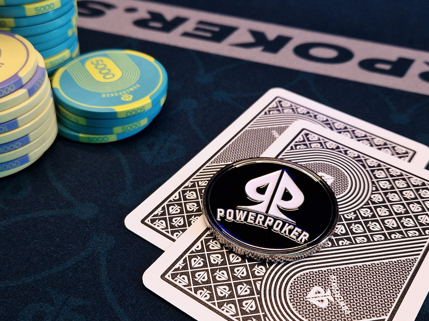 Card Protector Poker Guard - Black / White Metal