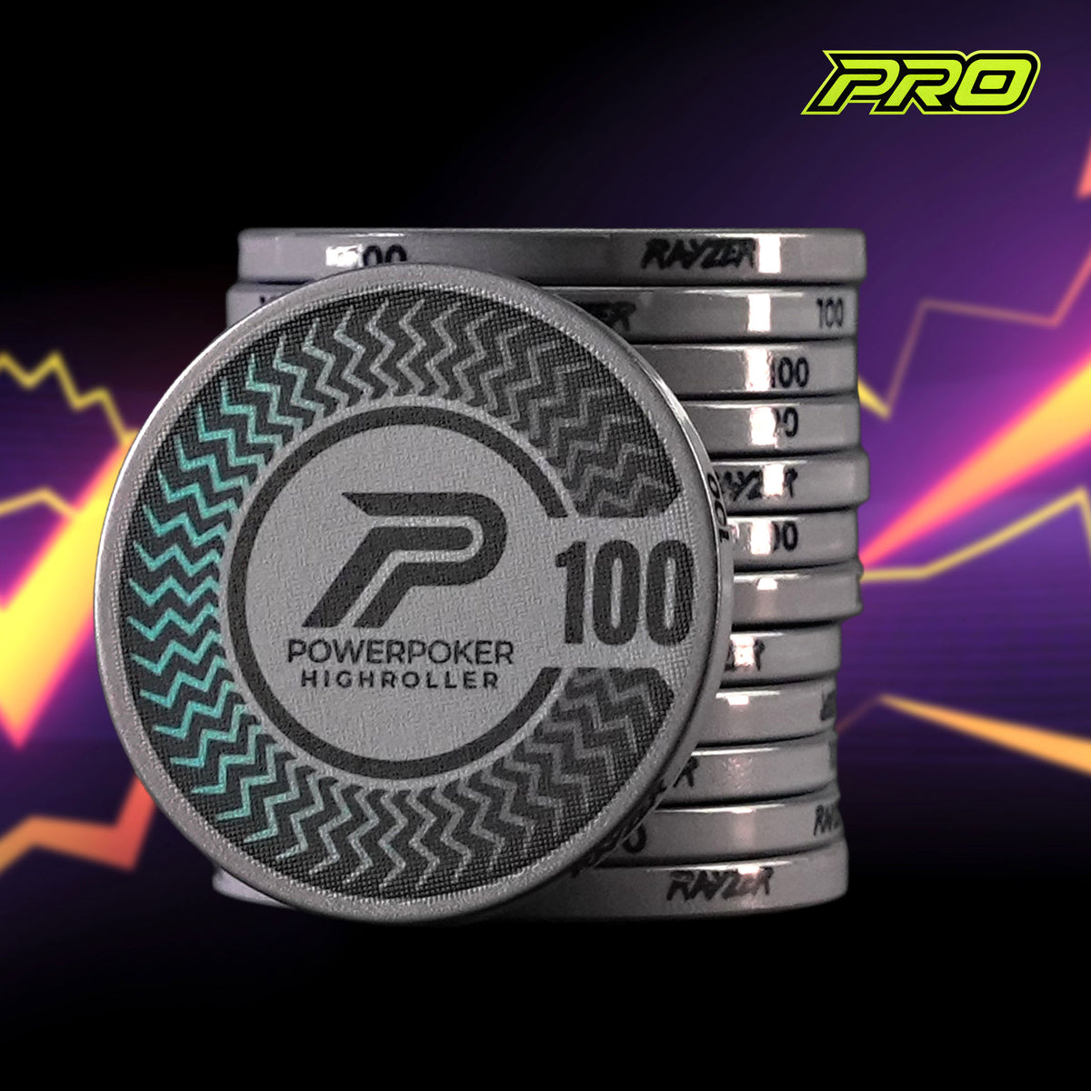 Highroller "RAYZER" 100 - Pro Keramik Pokerchips (25 Stück)