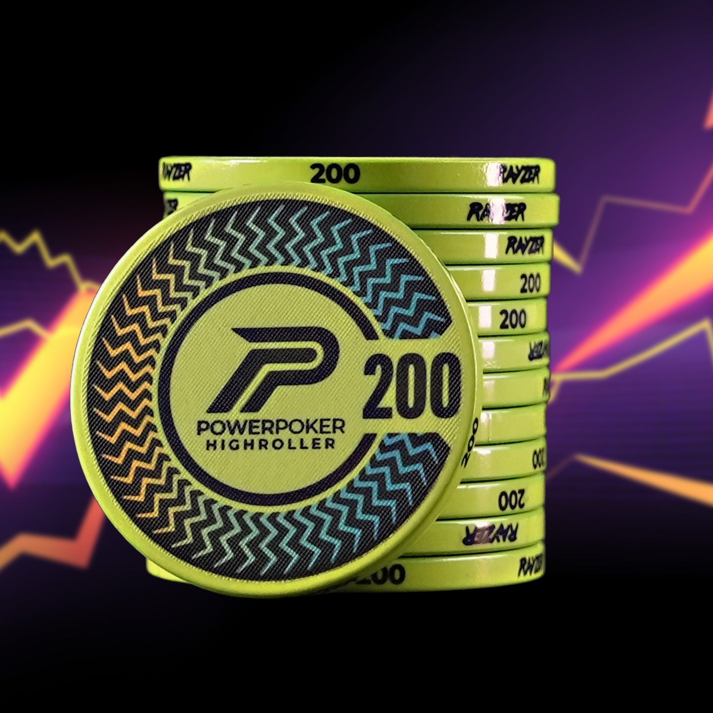 Highroller "RAYZER" 200 - Pro Ceramic Poker Chips (25 pieces)
