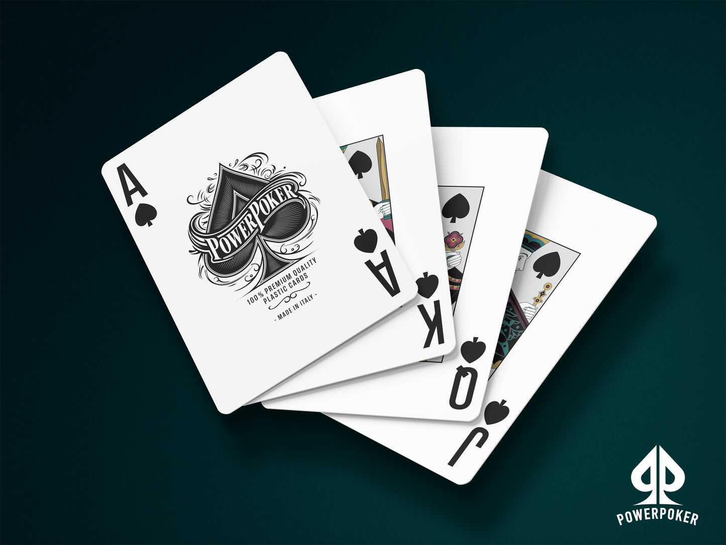 PowerPoker Cartas de póquer 100 % plástico, negras «Made in Italy» by Dal Negro