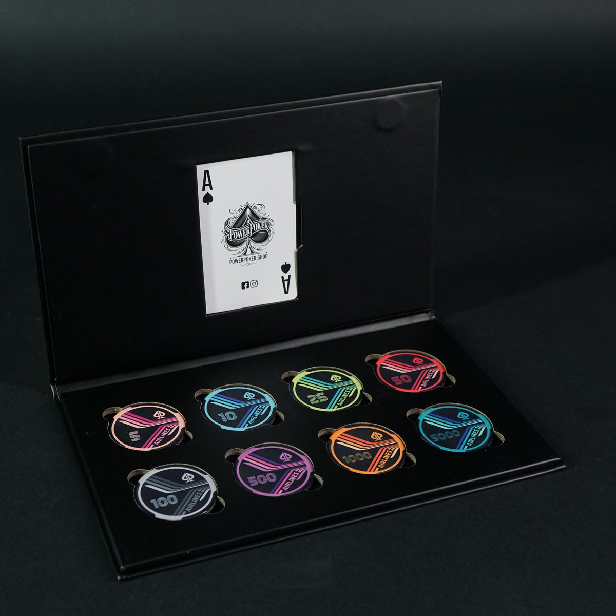"Airlines Midnight Pro" Sample Set - 8 Stück Keramik Pokerchips