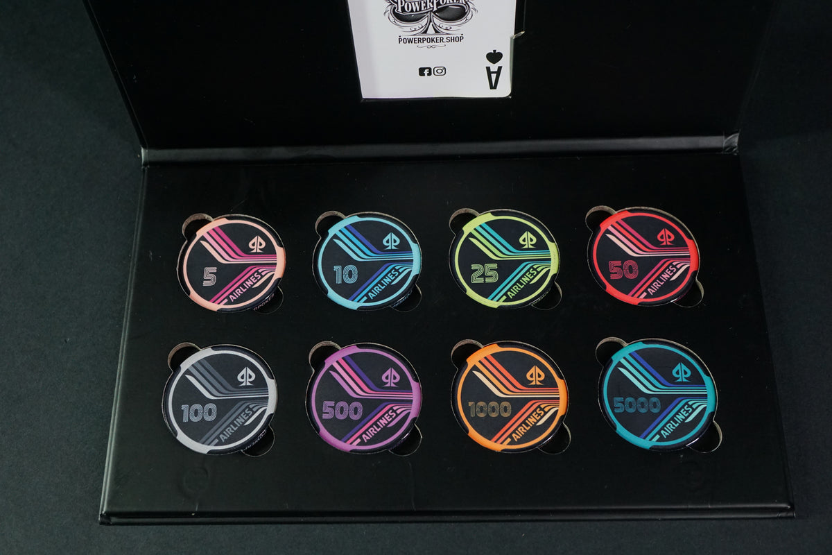 "Airlines Midnight Pro" Sample Set - 8 Stück Keramik Pokerchips