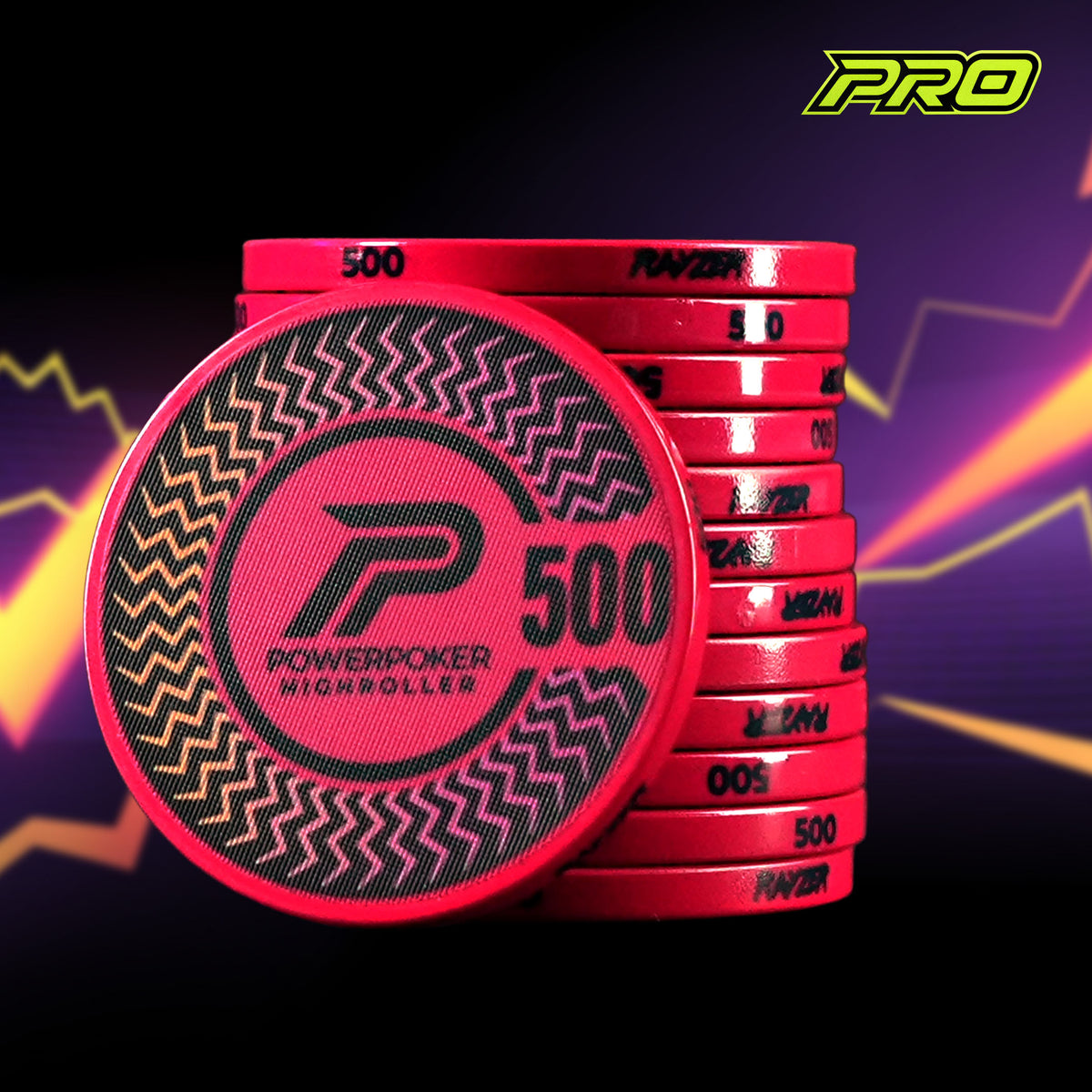 Highroller "RAYZER" 500 - Pro Keramik Pokerchips (25 Stück)