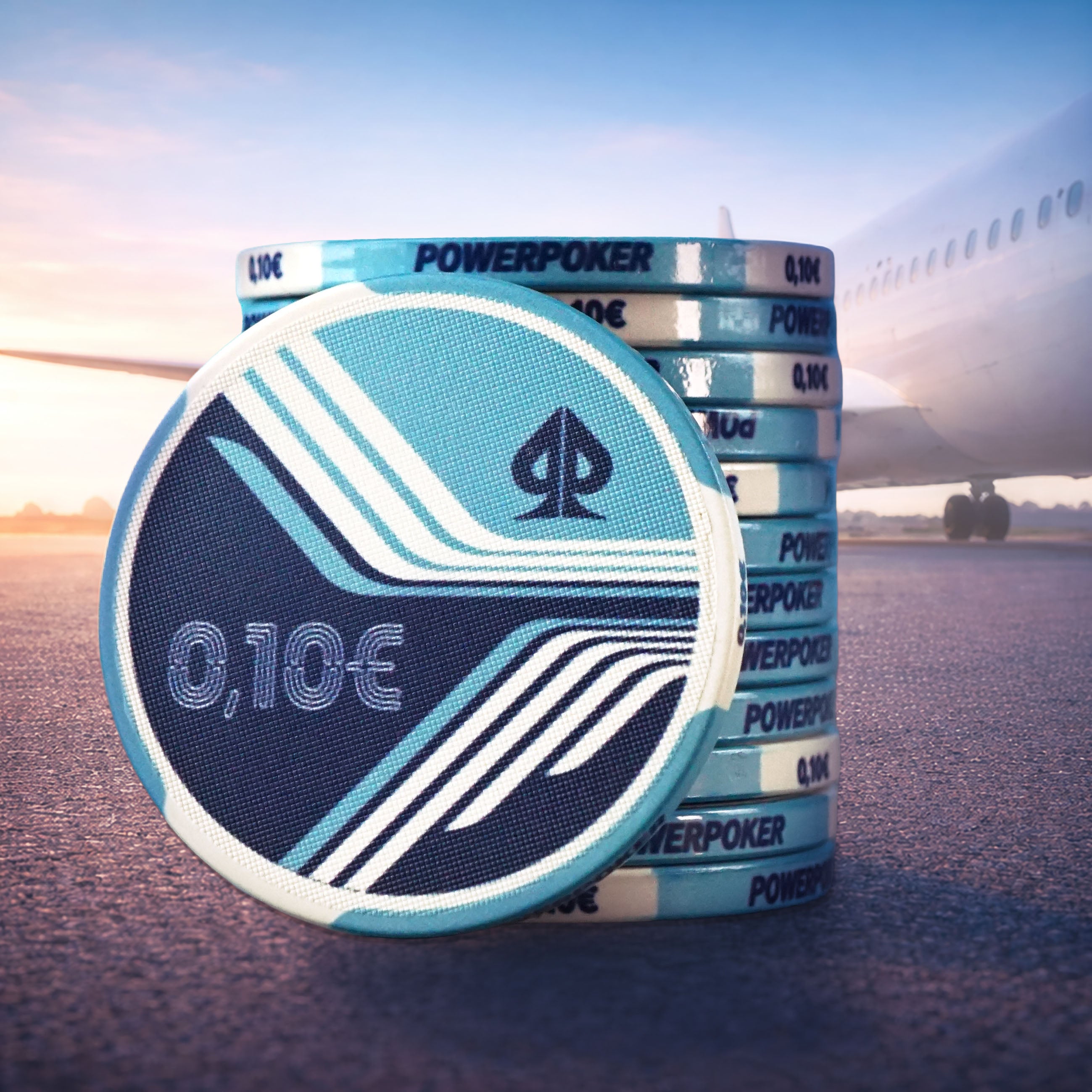 AIRLINES 10 / 0,10€ - Pro Keramik Pokerchips (25 Stück)