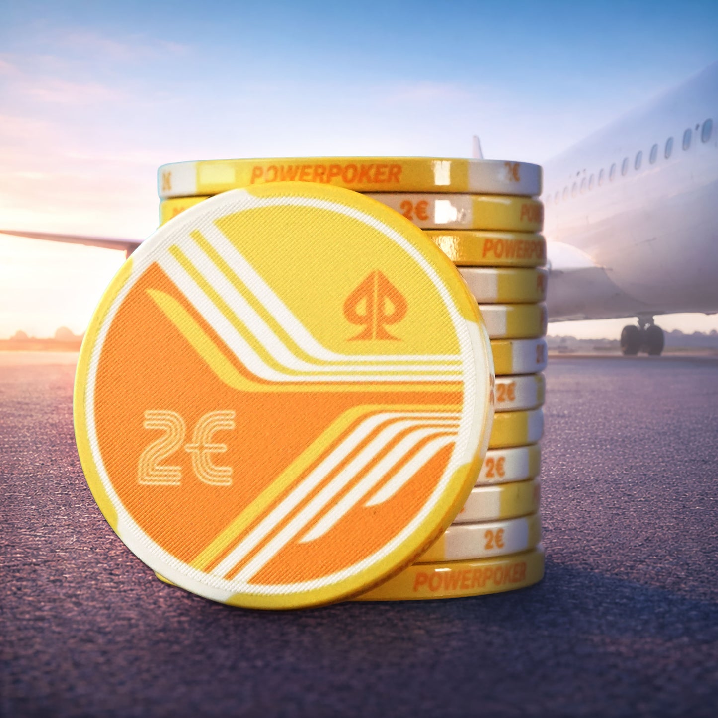 AIRLINES 1000 / 2€ - Per ceramic poker chips (25 pieces)