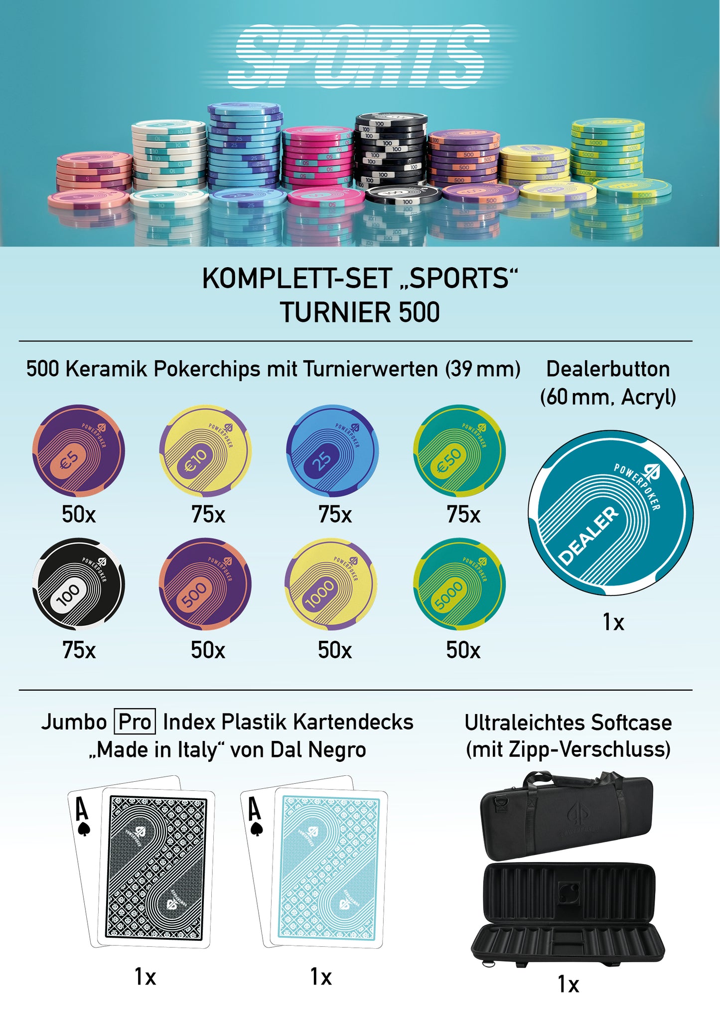 Poker Case Complete Set - "Sports" Tournament 500