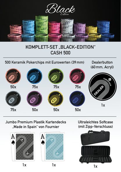 Poker case complete set - "Black Edition" CASH 500
